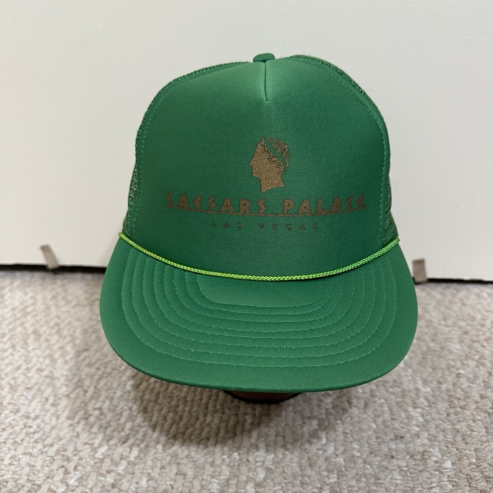 Vintage Caesars Palace Snapback Trucker Hat Green Adult One Size Mesh Las Vegas